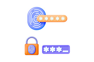 Fingerprint and password security, a Technology Illustration by Abscent