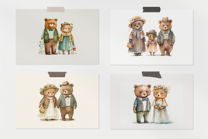 Cute Bears Watercolor Collection