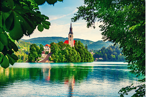 Lake Bled, Slovenia in spring with, an Architecture Photo by Nature and travel
