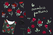 Dark theme Monotype Flowers, a Decorative Illustration by AlenaO (Thumbnail 9 of 11)