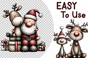 Whimsical Christmas Santa Reindeer, an Illustration by cherrydesign (Thumbnail 4 of 4)