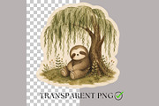 Sloth PNG Clipart Sticker Pack, an Animal Illustration by Nicole Branger Art (Thumbnail 5 of 11)