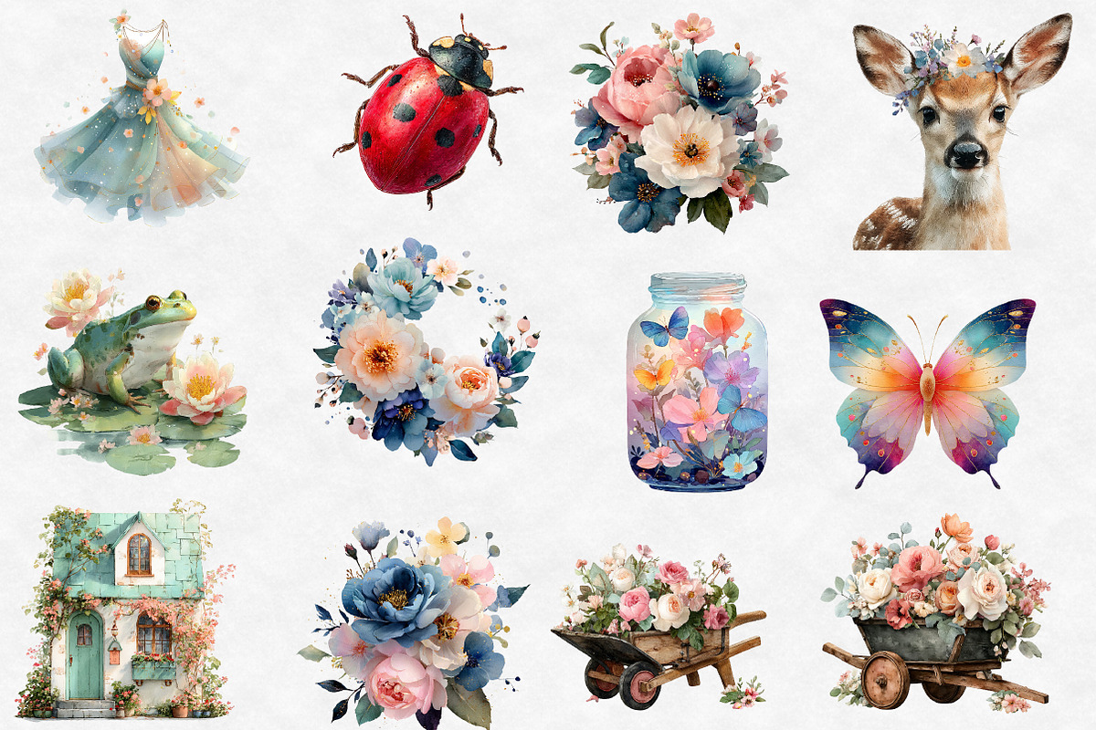 Magical Spring Garden Clipart, an Illustration by Designworld (Photo 2 of 6)