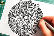 Mandala V2 | Boho Cat Vector Art, an Illustration by pixaroma (Thumbnail 4 of 10)