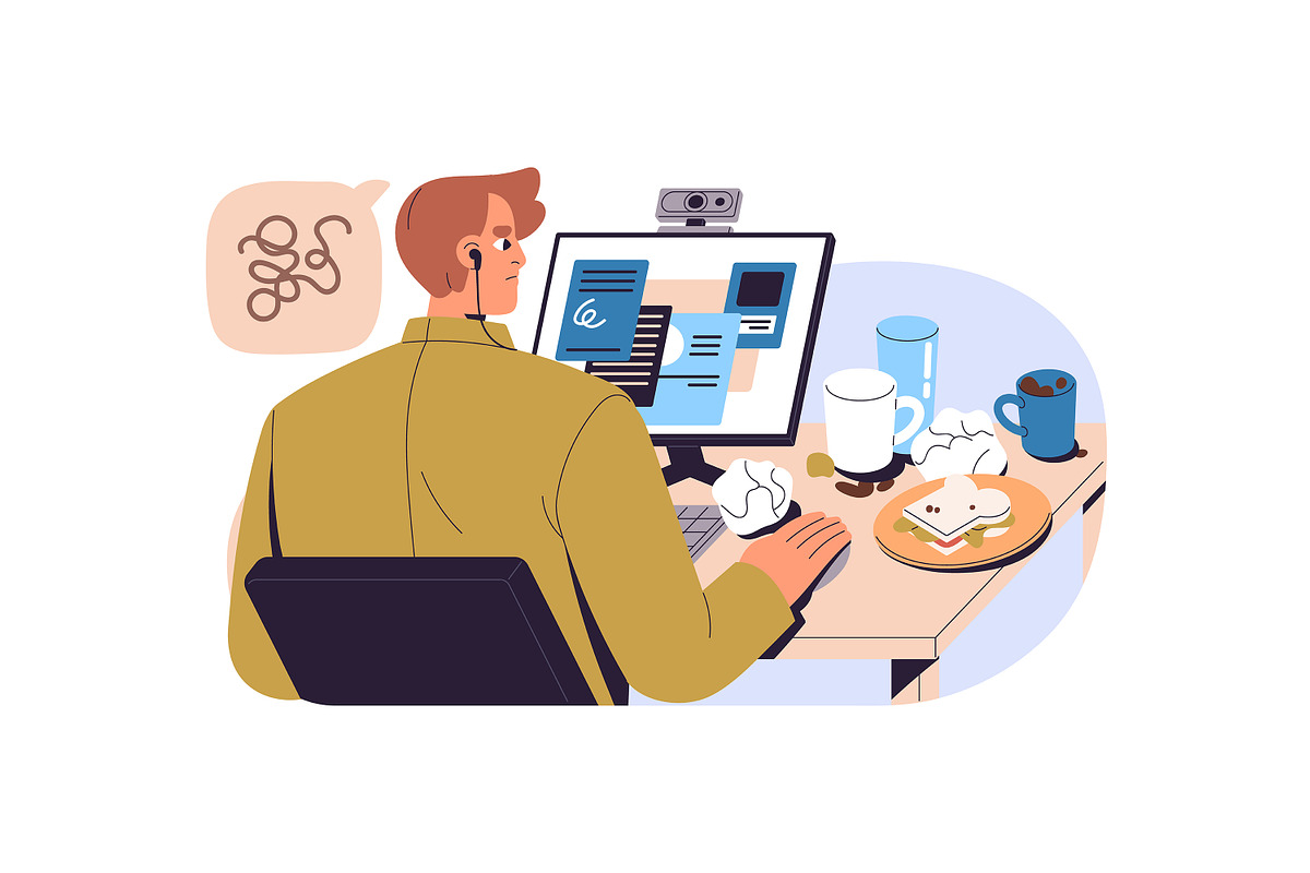 People focused, concentrated at work, a Person Illustration by PaperTrident (Photo 12 of 13)