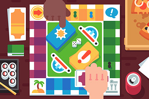 Board Game with Cartoon Hands