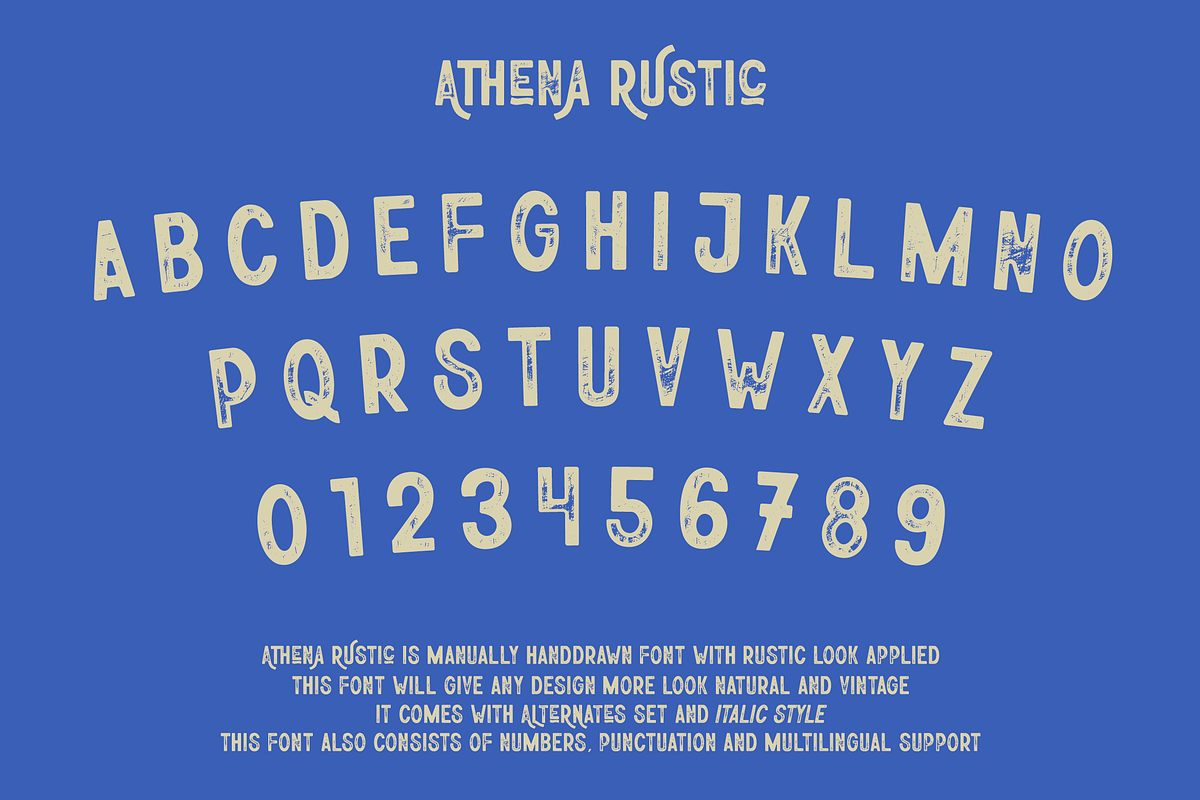 Athena Rustic | Handdrawn Rustic, a Sans Serif Font by Tigadestd Type (Photo 2 of 7)
