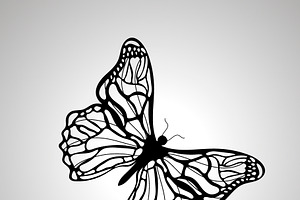 Butterfly Icon, Black Silhouette