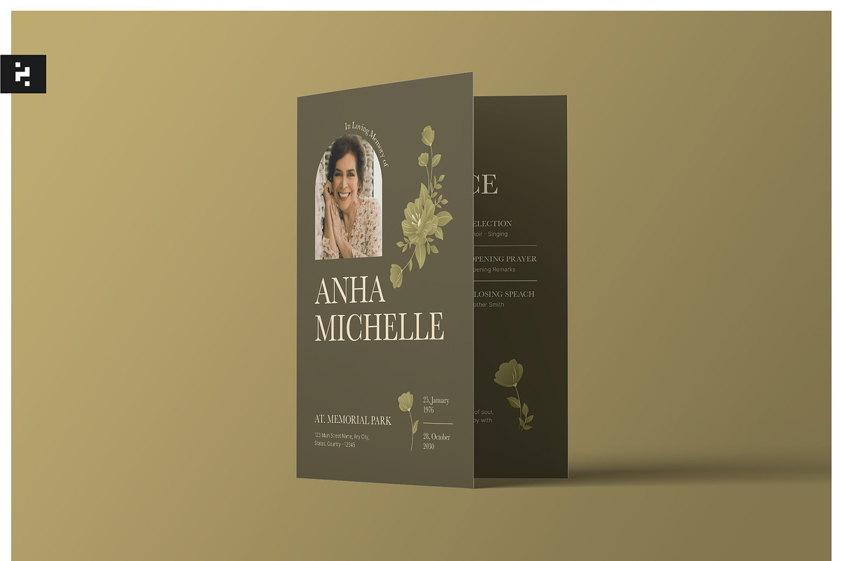 Green Floral Funeral Program, a Brochure Template by Neermana (Photo 1 of 4)