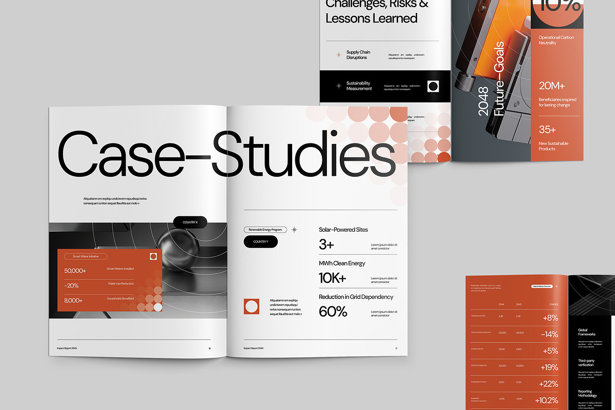 Modern Geometric Impact Report, a Brochure Template by fakhroo (Photo 9 of 9)