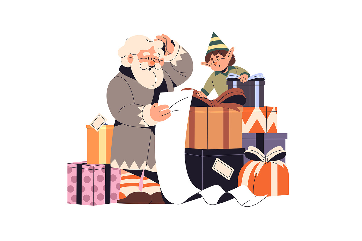 Santa Claus set + Christmas cards, a Seasonal Illustration by PaperTrident (Photo 2 of 12)