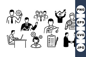Business Teamwork Vector Icons, an Illustration by designvectx