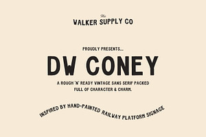 DW Coney - Vintage Hand-Painted Font, a Handwritten Font by Walker Design Co.