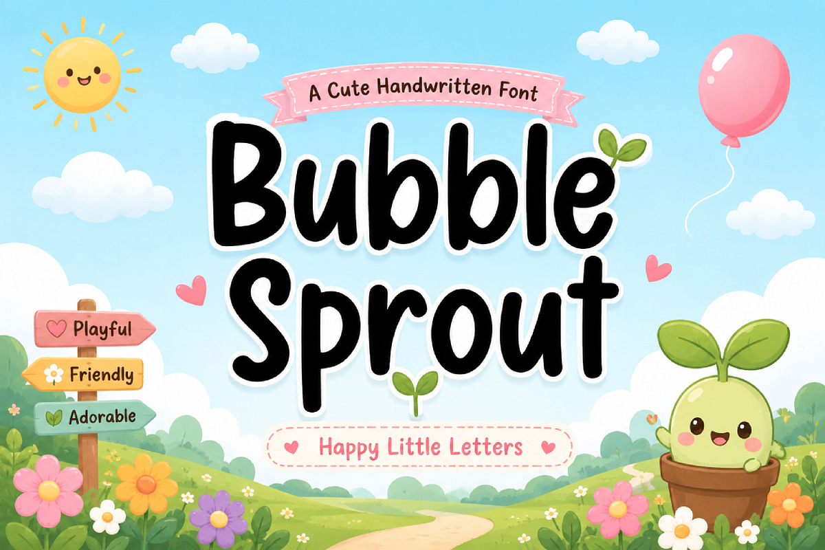 Bubble Sprout, a Script Font by Wow Magic (Photo 1 of 4)