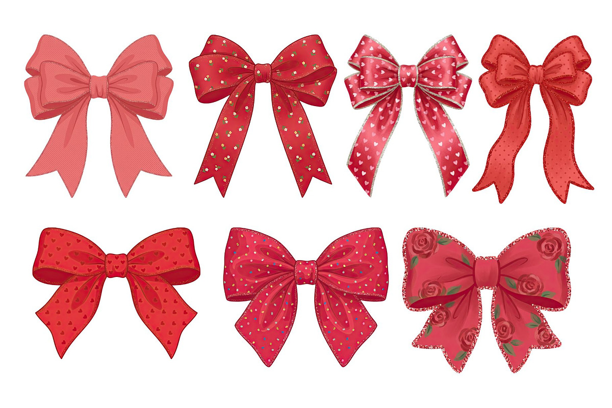 Red Textured Bows Mega Bundle, a Decorative Illustration by Stellalunarts (Photo 12 of 23)
