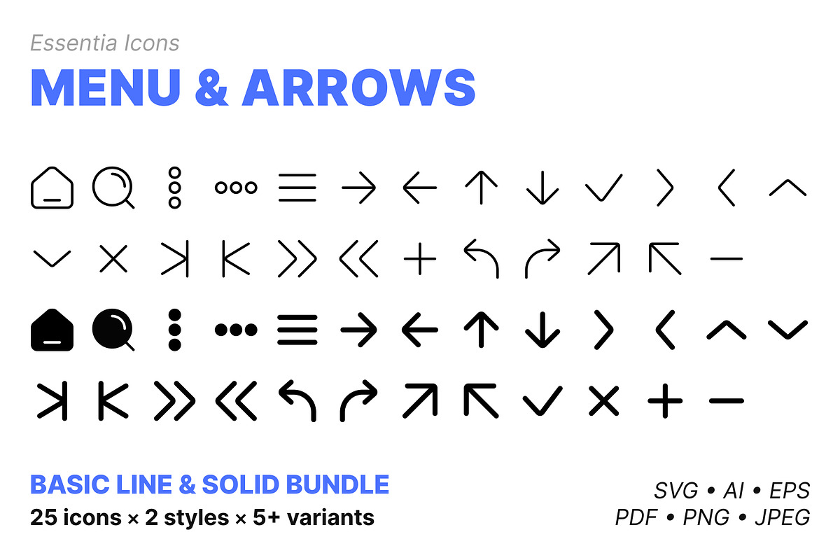 Menu & Arrows (Line & Solid Bundle), an Outline Icon by Totto House (Photo 1 of 4)
