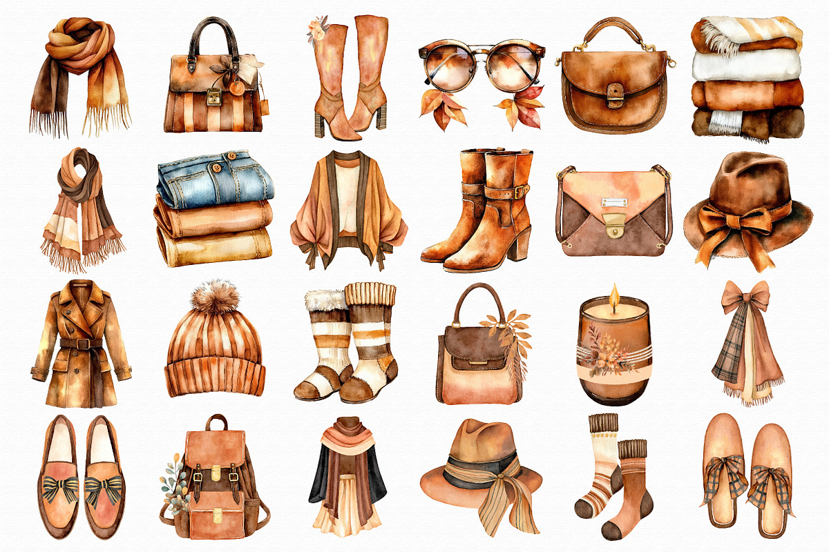Watercolor Fall Fashion Clipart, an Illustration by Libby Wishes (Photo 2 of 5)