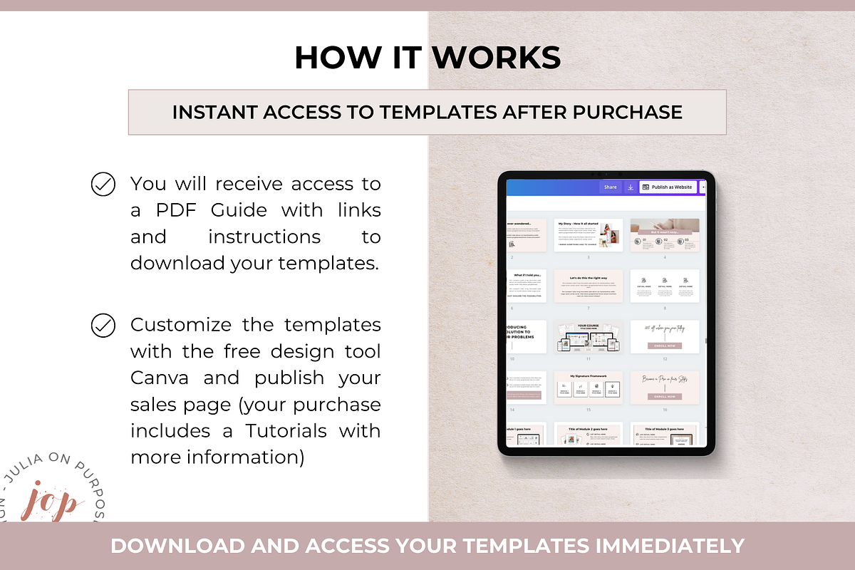 course sales page canva template, a landing page templatejulia
