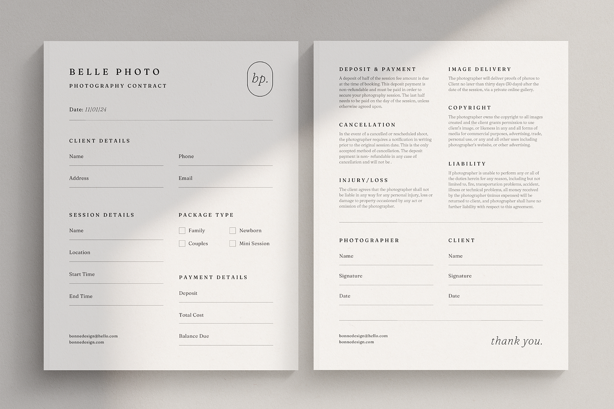 Photographer Contract Template Canva, a Marketing Template by frommakertomaker (Photo 2 of 6)