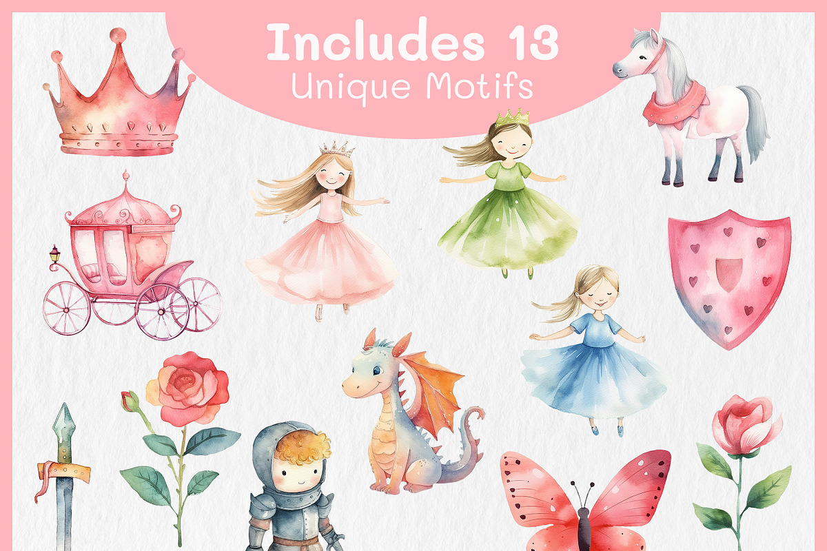 Cute Princess and Knight Clipart, a Decorative Illustration by Digital Dreamscaping (Photo 2 of 4)