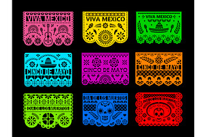 Mexican papel picado paper cut, a Seasonal Illustration by Vector Tradition