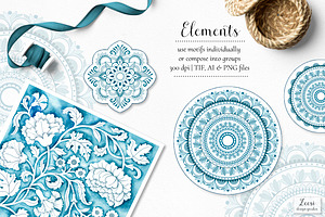 Watercolor Portuguese Tiles Patterns