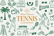 Hand-drawn Tennis Illustrations, an Illustration by cd-design.co (Thumbnail 1 of 7)