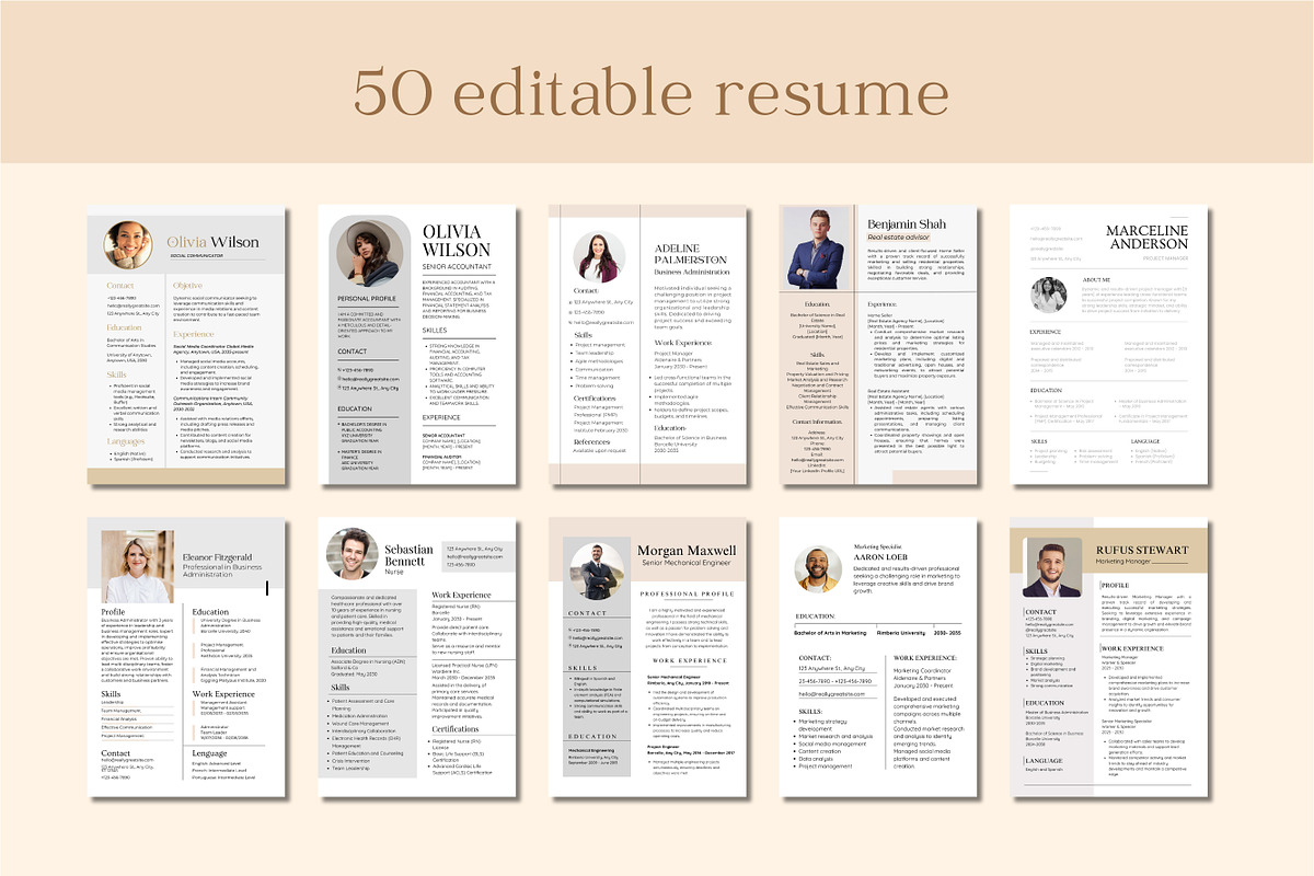 50 Professional Resume Templates, a Templates & Theme by TemplateCastleStore (Photo 4 of 10)