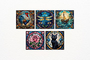 45 JPG STAINED GLASS CLIPART BUNDLE, a Wallpaper Graphic by Vachira Digital Studio (Thumbnail 6 of 6)