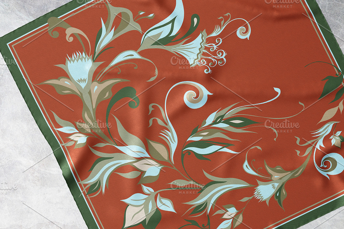 Terracotta Bloom Silk Scarf, an Object Graphic by ilustrinna (Photo 5 of 7)