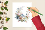 Watercolor Floral Vintage Wreath Set, an Illustration by DreamCafeArt (Thumbnail 4 of 6)