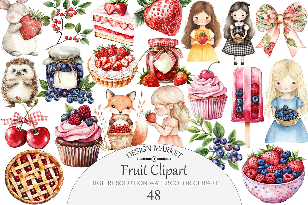 Watercolor Fruit Clipart, an Illustration by Design Market (Photo 1 of 5)