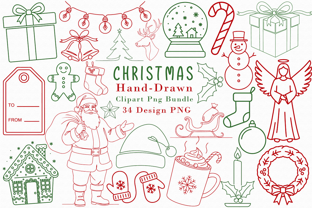 Christmas Hand-Drawn Clipart Png Bun, an Illustration by Libby Wishes (Photo 1 of 4)
