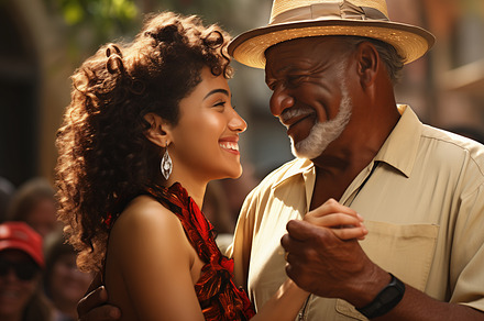 Happy man and young woman dancing on the street, smiling, and en, a Person Photo by Studio Light & Shade