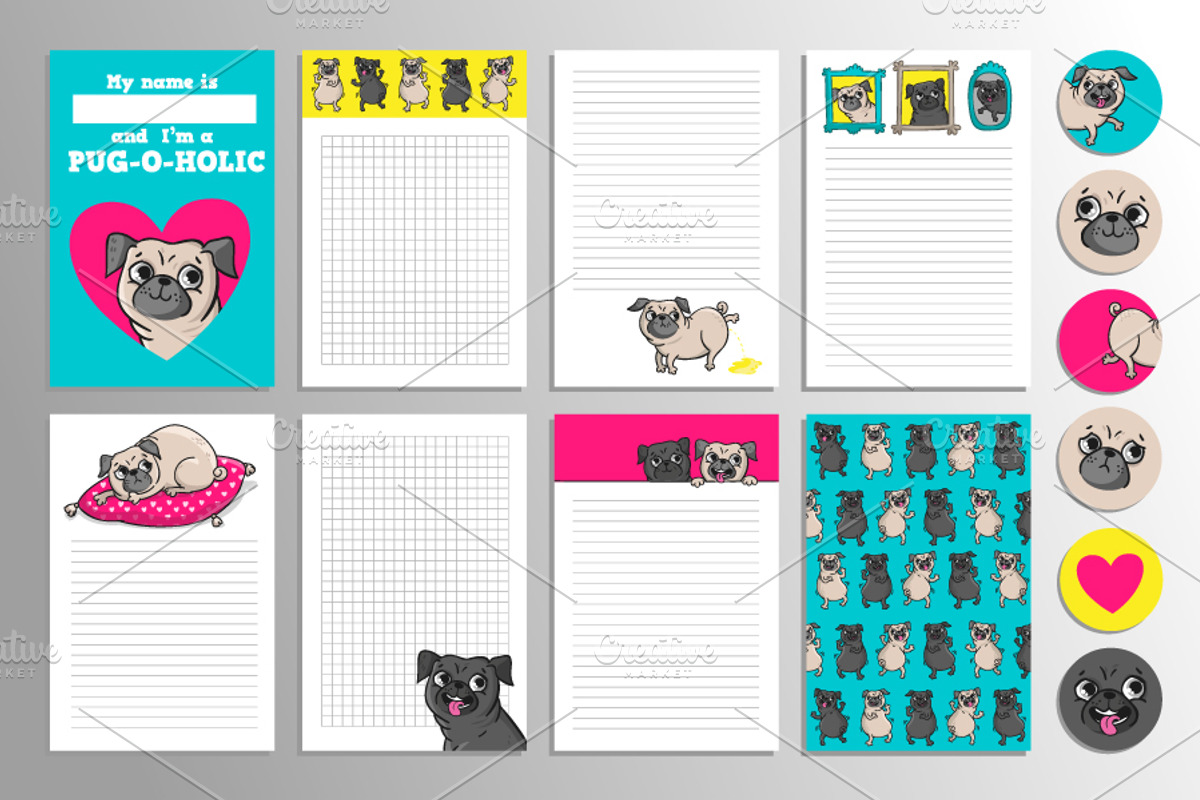 Pugs. Emotions and activities., an Illustration by Martyshova (Photo 2 of 5)