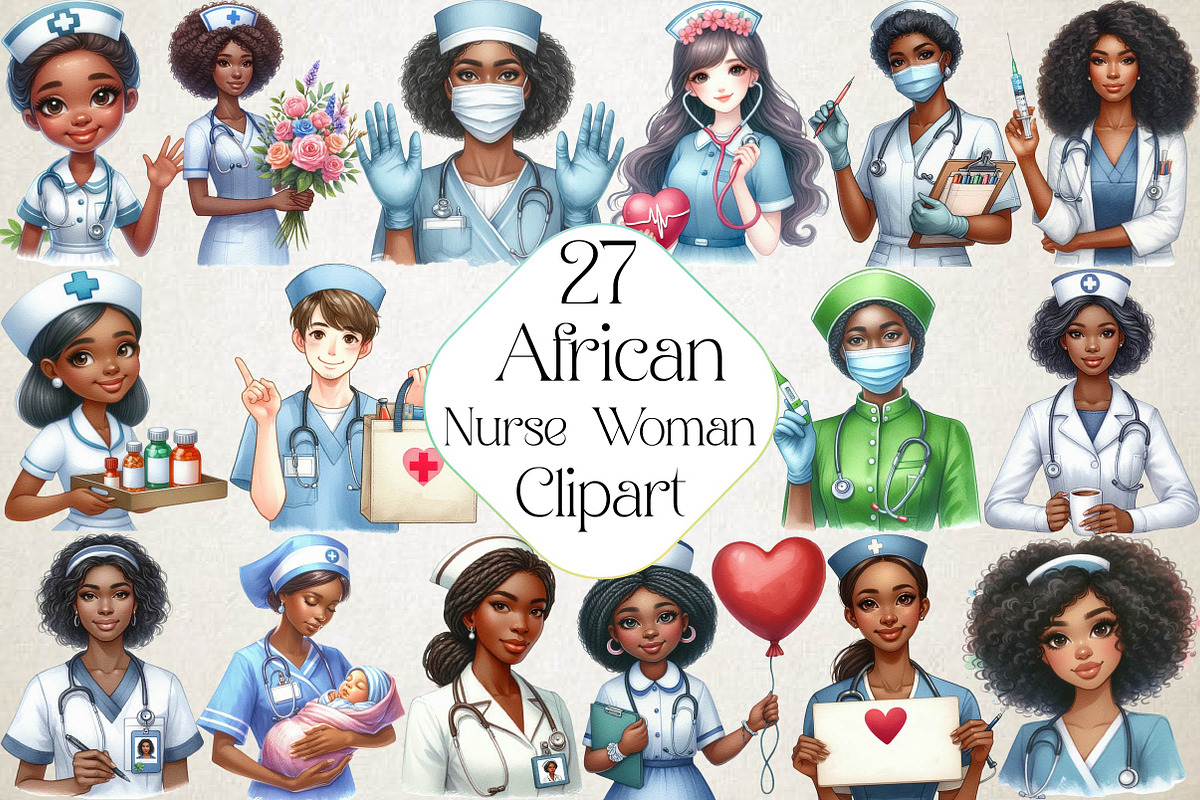 African Nurse Woman Clipart, an Illustration by DreamPrint404 (Photo 1 of 3)