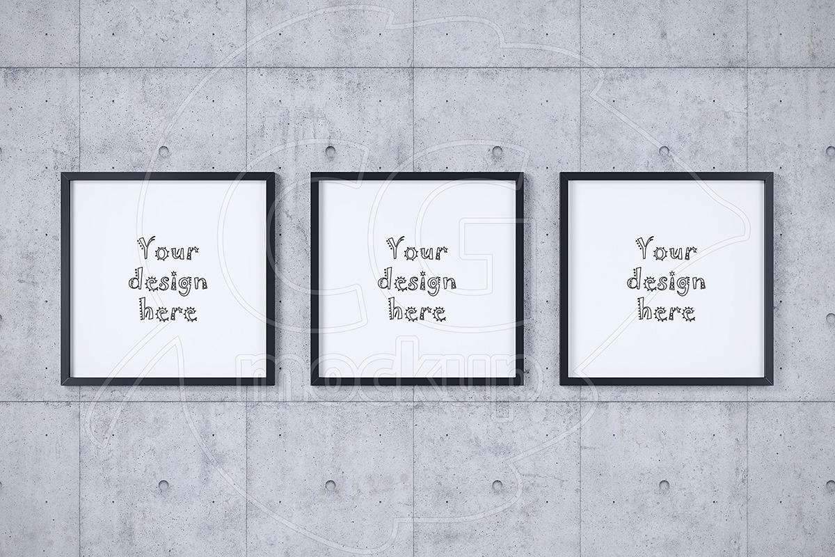 Set of three square frames mockup, a Print Template by CGmockup