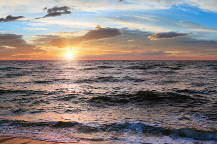 Sea sunset surf wave, a Nature Photo by YuriyB