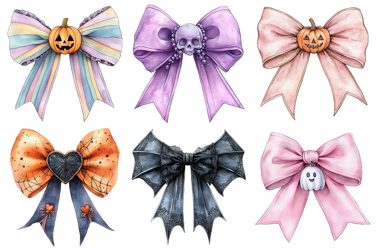 Halloween Coquette Bow Clipart, an Illustration by Daily.Designs (Photo 3 of 5)