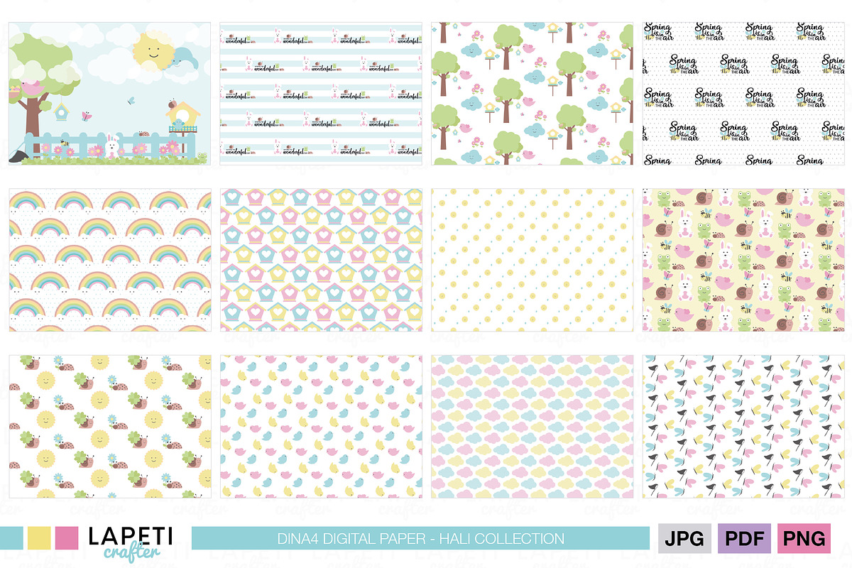 Spring Digital Paper Pack, a Pattern Graphic by Lapeticrafter (Photo 2 of 5)