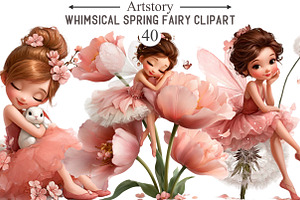 Whimsical Spring Fairy Clipart, an Illustration by designcity5