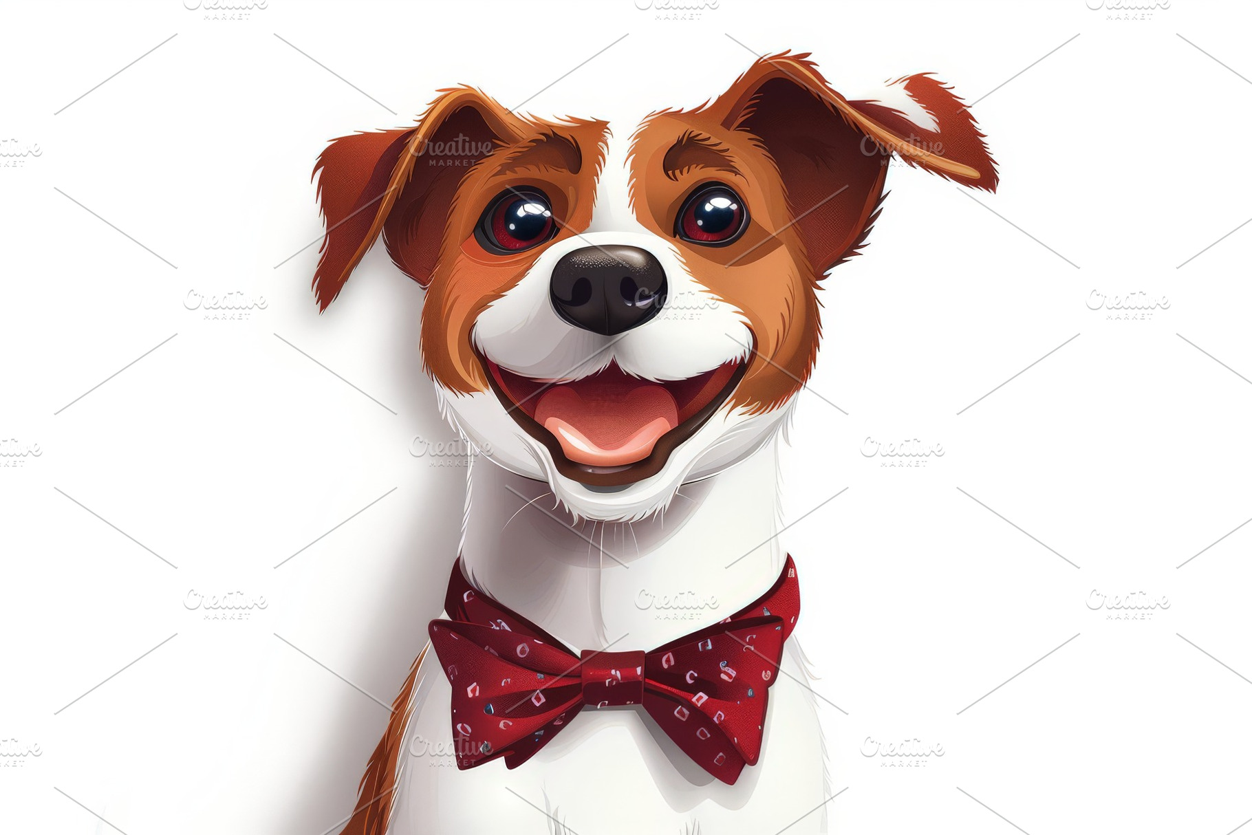 Cute funny quirky dog in a bow tie w, an Abstract Photo by Pixeness