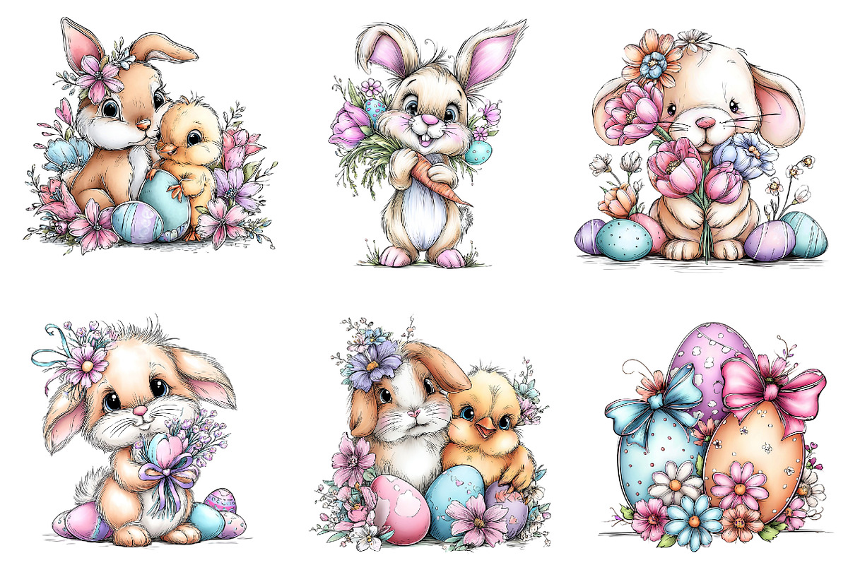 Whimsical Happy Easter Clipart, an Illustration by Dream Creation (Photo 3 of 7)