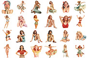 Vintage Pinup Girl Clipart Bundle, a Person Illustration by designcity5 (Thumbnail 2 of 5)