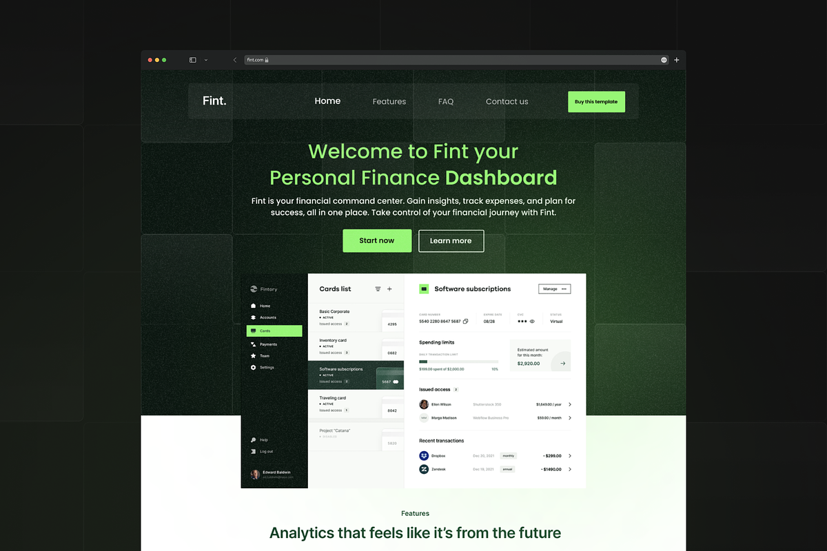 Fint - Modern Finance Landing Page, a Marketing Template by Aymane Helfa (Photo 3 of 4)