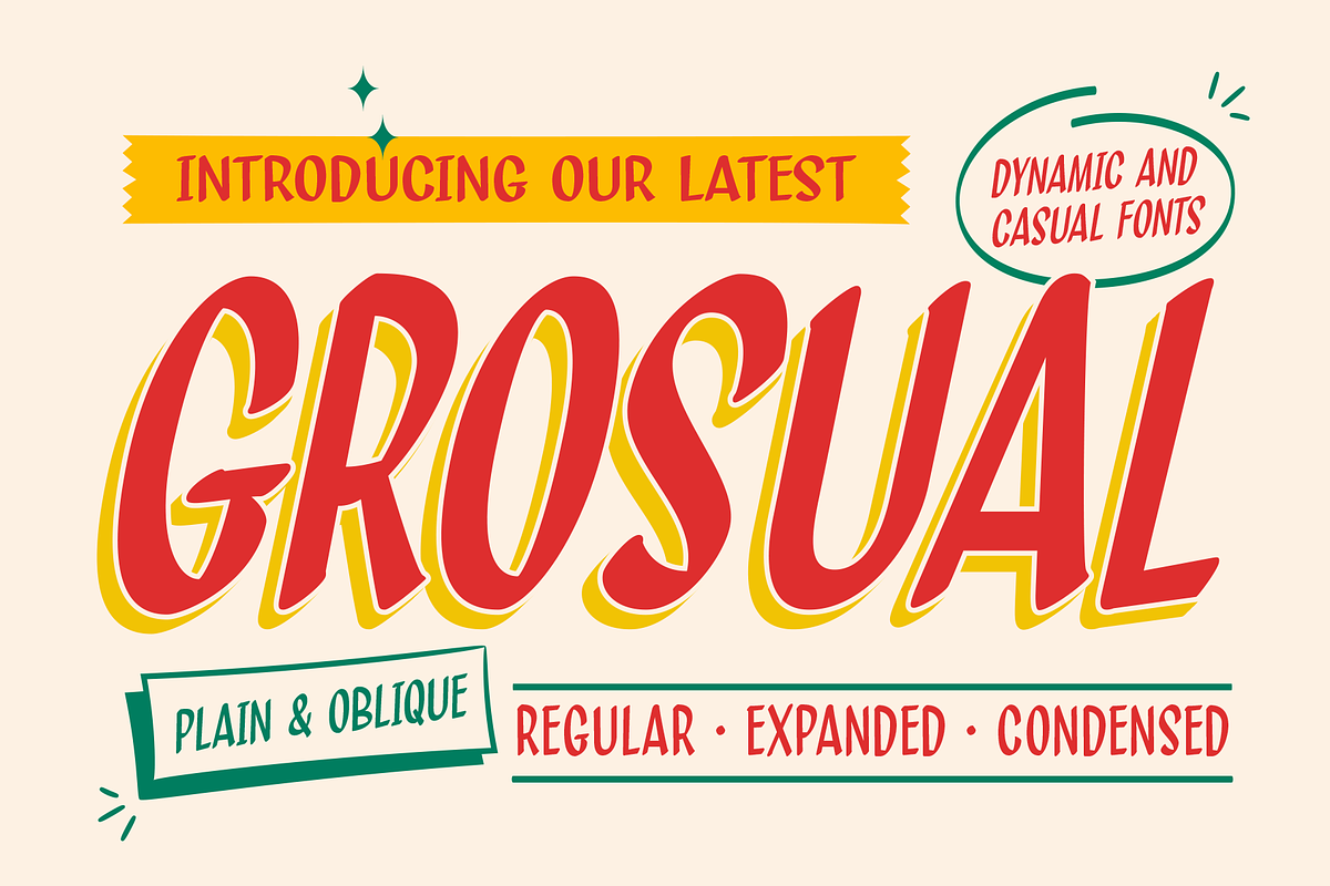 Grosual - Casual Display Font, a Handwritten Font by ™Creasi (Photo 1 of 5)