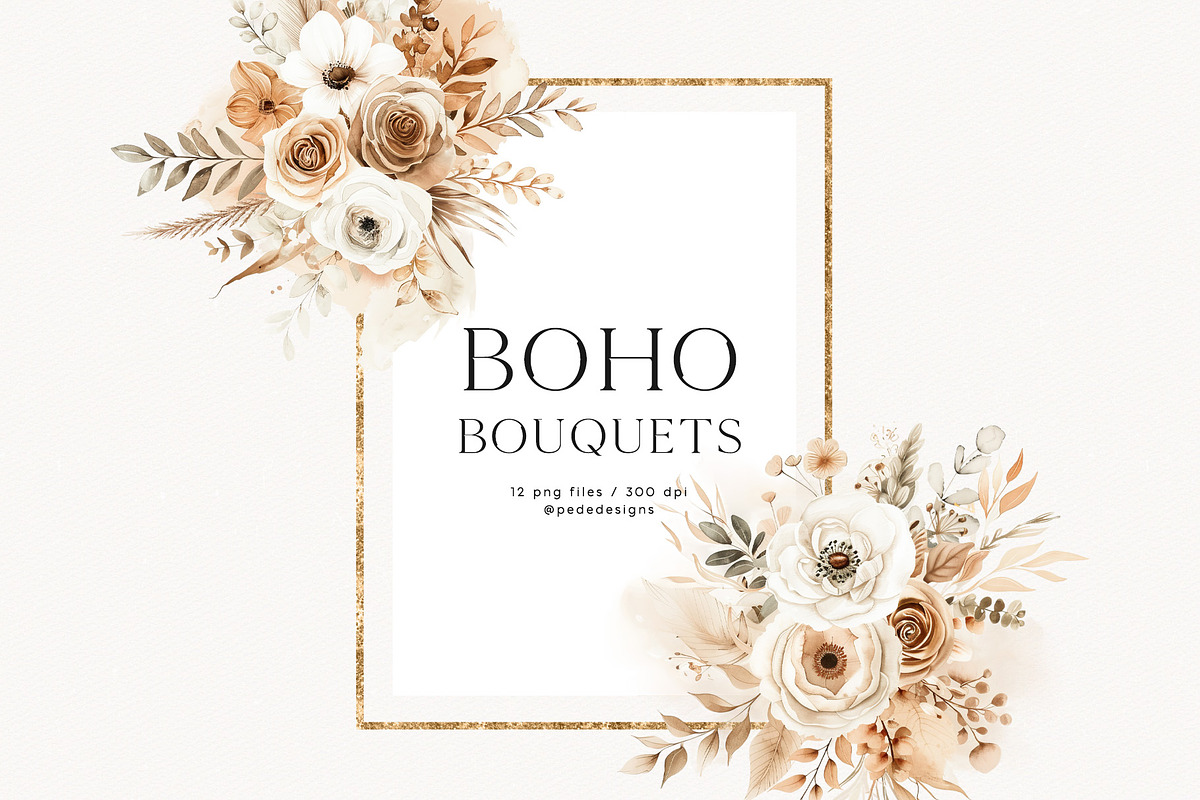 Boho Bouquets, a Decorative Illustration by PeDe Designs (Photo 4 of 9)