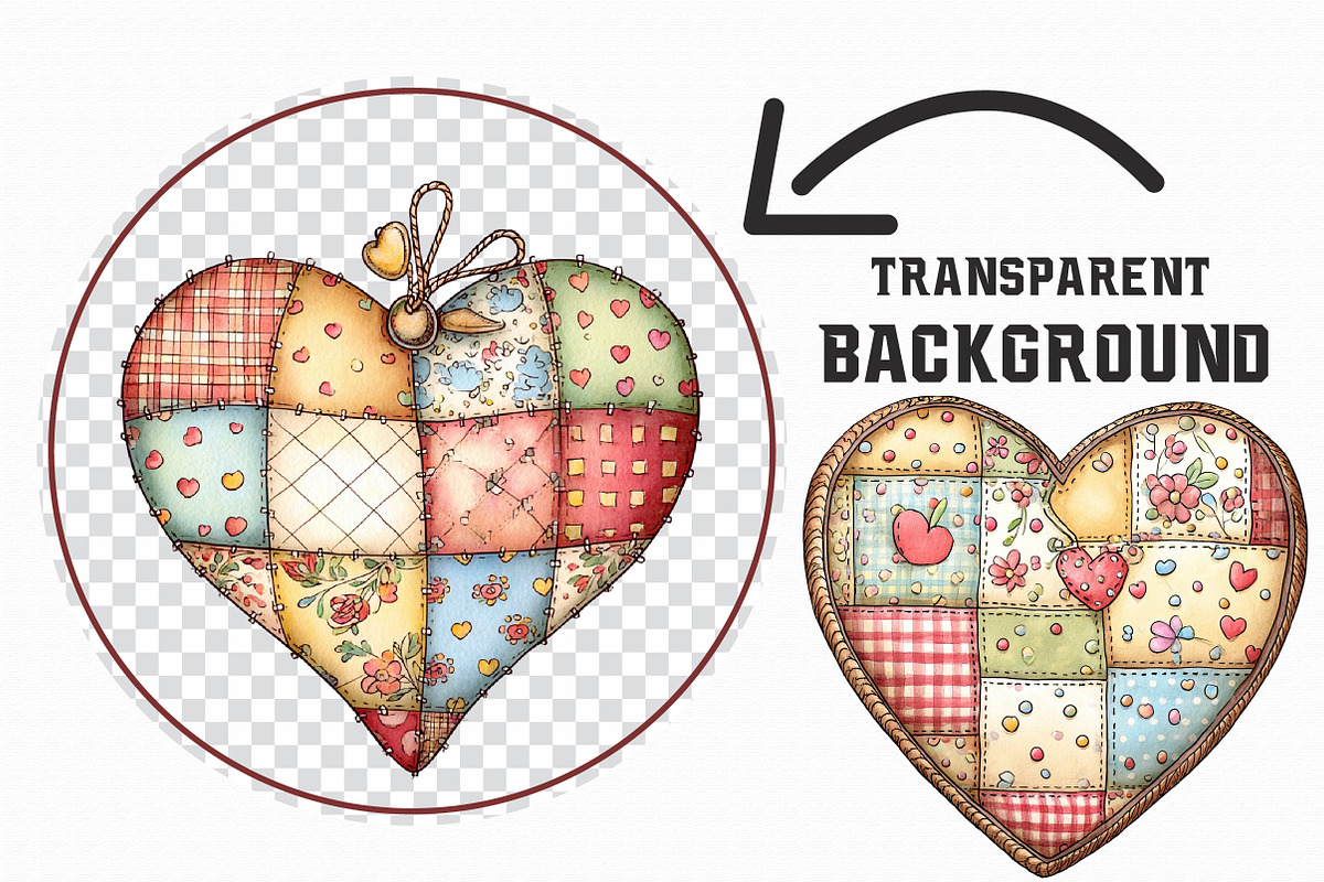 Patchwork Valentine's Day Clipart, an Illustration by Libby Wishes (Photo 7 of 7)