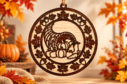 Autumn Harvest Cornucopia Laser Cut, an Object Graphic by DreamPrint404 (Thumbnail 1 of 3)