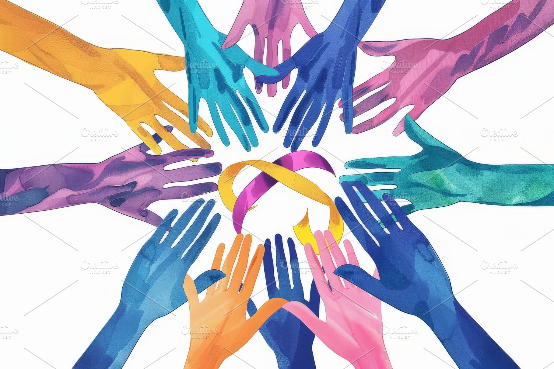 Awareness ribbon and hands illustrat, a Background Photo by Pixeness